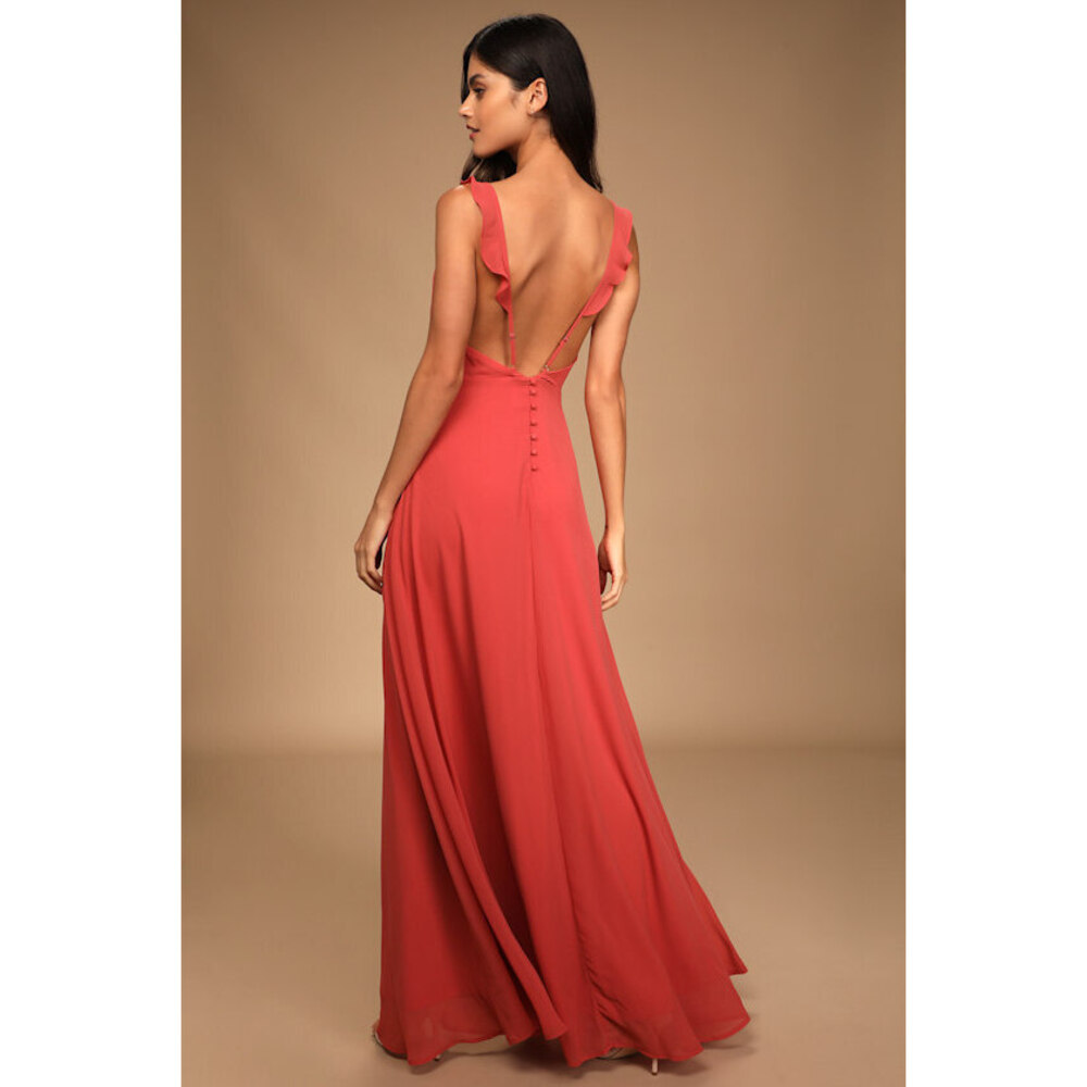 Lulus Meteoric Rise Rusty Rose Coral Maxi Dress Pink - Size M